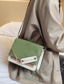 Fashion Green Chain Stitching Hit Color Letters Messenger Bag