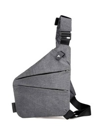 Fashion Light Gray Right Shoulder Geometry Diagonal Shoulder Bag Canvas Multifunction