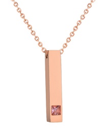 Fashion Rose Gold Smooth Finish Polishing Diamond Stone Pillars Perspective Necklace