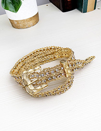 Fashion Golden Alloy Diamond Geometric Belt