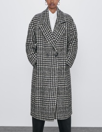 Fashion Houndstooth Houndstooth Lapel Button-down Coat Coat