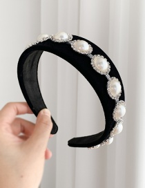 Fashion Black Fabric Rhinestone Pearl Headband
