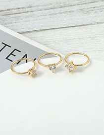 Fashion Golden Diamond Geometric Ring