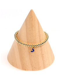 Fashion Blue Dripping Love Brass Gold Plated Ball Bead Bracelet