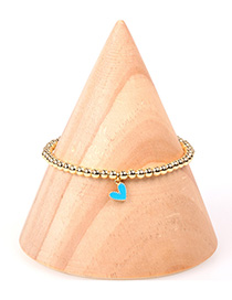 Fashion Lake Blue Dripping Love Brass Gold Plated Ball Bead Bracelet