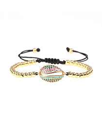 Fashion Golden Brass Plated Micro Diamond Inlay Shell Ball Bead Bracelet