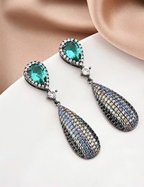 Fashion Gun Black Geometric Drop Earrings With Crystals And Diamonds