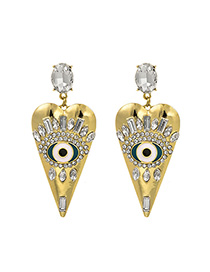 Fashion Golden Alloy Diamond Earrings With Oil Drop