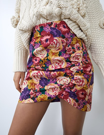 Fashion Flower Print Floral Print Pleated Skirt