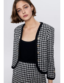 Fashion Black And White Tweed Button-down Coat