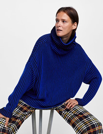 Fashion Sapphire Turtleneck Striped Loose Sweater