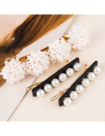 Fashion White Multi-layer Pearl Flower Resin Hair Clip Set