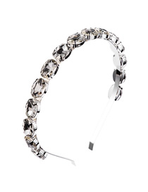Fashion Silver Single Row Oval Headband With Alloy Diamonds