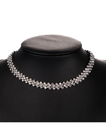 Fashion Silver Alloy Clavicle Chain With Diamonds