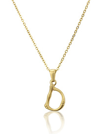 Fashion D Golden Antique Knotted Letter Stainless Steel Necklace