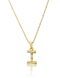 Fashion I Gold Antique Knotted Letter Stainless Steel Necklace