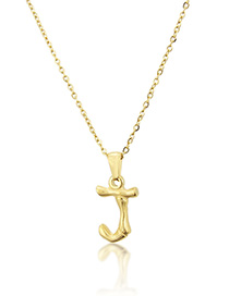 Fashion J-gold Antique Knotted Letter Stainless Steel Necklace