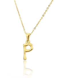 Fashion P Golden Antique Knotted Letter Stainless Steel Necklace