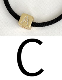 Fashion C Black Cubic Zirconia Alphabet Woven Rope Bracelet