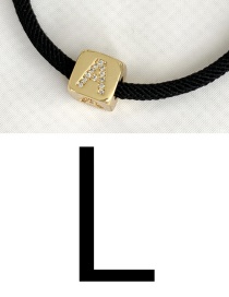 Fashion L Black Cubic Zirconia Alphabet Woven Rope Bracelet