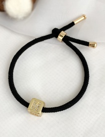 Fashion M Black Cubic Zirconia Alphabet Woven Rope Bracelet