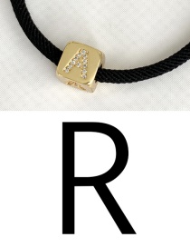 Fashion R Black Cubic Zirconia Alphabet Woven Rope Bracelet