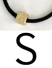 Fashion S Black Cubic Zirconia Alphabet Woven Rope Bracelet
