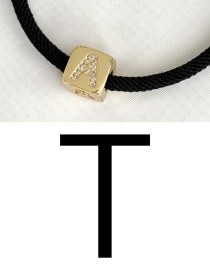 Fashion T Black Cubic Zirconia Alphabet Woven Rope Bracelet