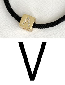 Fashion V Black Cubic Zirconia Alphabet Woven Rope Bracelet