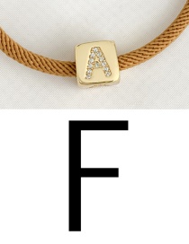 Fashion F Ginger Yellow Cubic Zirconia Alphabet Woven Rope Bracelet