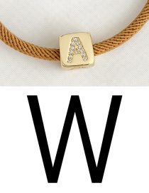 Fashion W Ginger Yellow Cubic Zirconia Alphabet Woven Rope Bracelet
