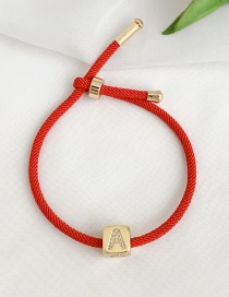 Fashion A Red Cubic Zirconia Alphabet Woven Rope Bracelet