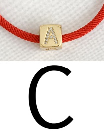Fashion C Red Cubic Zirconia Alphabet Woven Rope Bracelet