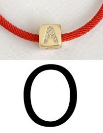 Fashion O Red Cubic Zirconia Alphabet Woven Rope Bracelet