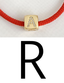 Fashion R Red Cubic Zirconia Alphabet Woven Rope Bracelet