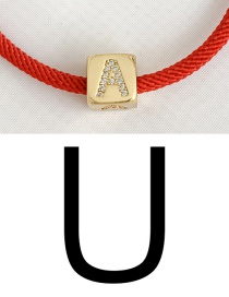 Fashion U Red Cubic Zirconia Alphabet Woven Rope Bracelet
