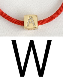 Fashion W Red Cubic Zirconia Alphabet Woven Rope Bracelet
