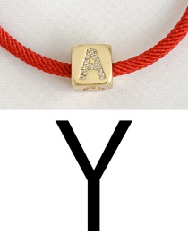 Fashion Y Red Cubic Zirconia Alphabet Woven Rope Bracelet