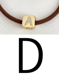 Fashion D Brown Cubic Zirconia Alphabet Woven Rope Bracelet