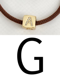 Fashion G Brown Cubic Zirconia Alphabet Woven Rope Bracelet