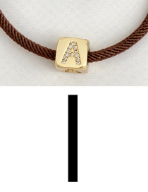 Fashion I Brown Cubic Zirconia Alphabet Woven Rope Bracelet