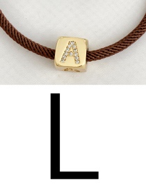 Fashion L Brown Cubic Zirconia Alphabet Woven Rope Bracelet