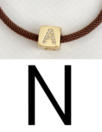 Fashion N Brown Cubic Zirconia Alphabet Woven Rope Bracelet