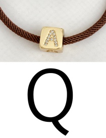 Fashion Q Brown Cubic Zirconia Alphabet Woven Rope Bracelet