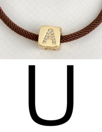 Fashion U Brown Cubic Zirconia Alphabet Woven Rope Bracelet