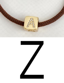 Fashion Z Brown Cubic Zirconia Alphabet Woven Rope Bracelet