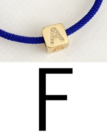 Fashion F Royal Blue Cubic Zirconia Alphabet Woven Rope Bracelet