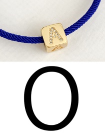 Fashion O Royal Blue Cubic Zirconia Alphabet Woven Rope Bracelet
