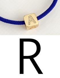 Fashion R Royal Blue Cubic Zirconia Alphabet Woven Rope Bracelet