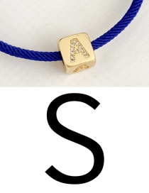 Fashion S Royal Blue Cubic Zirconia Alphabet Woven Rope Bracelet